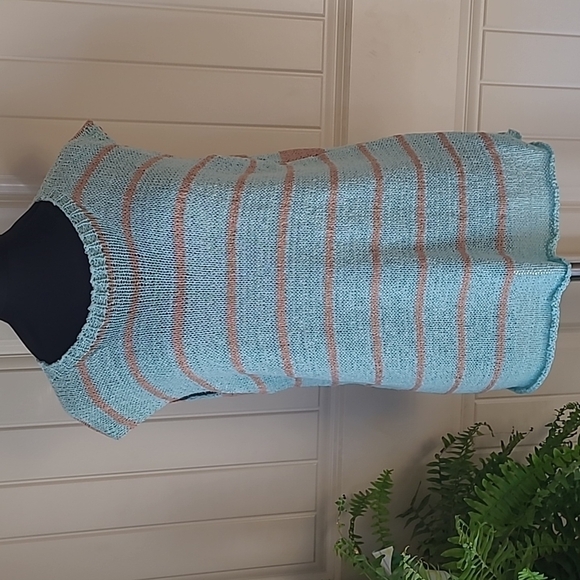 Sleeveless Mint stripe sweater M - Picture 1 of 7